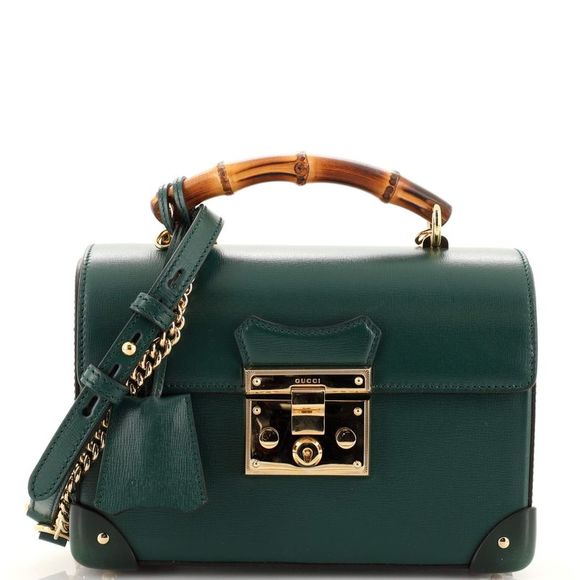 Gucci Bags Gucci Padlock Bamboo Shoulder Bag Leather Small Green